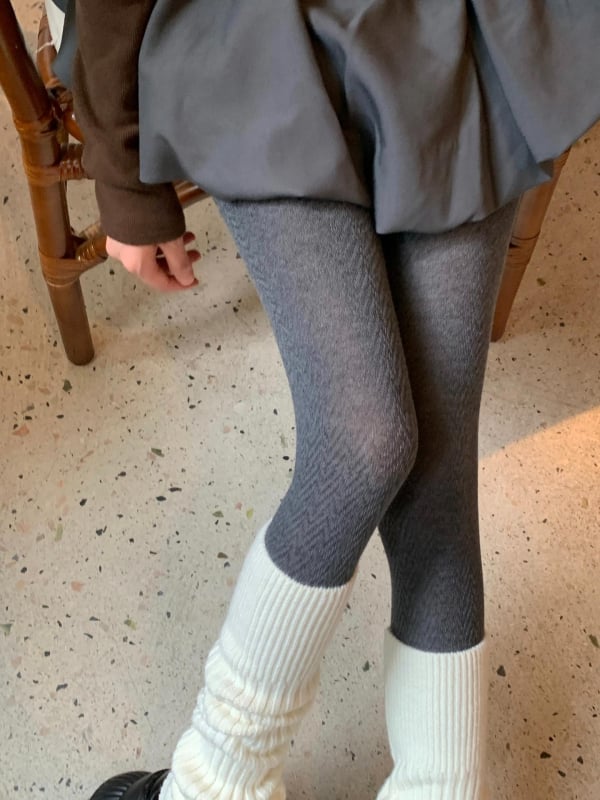 Καλσόν με πόδια, ιαπωνικού στυλ, μείγμα μαλλιού-ναιλον, παχυνμένα, μονόχρωμο σχέδιο, κατάλληλο για χειμώνα, άνοιξη και φθινόπωρο