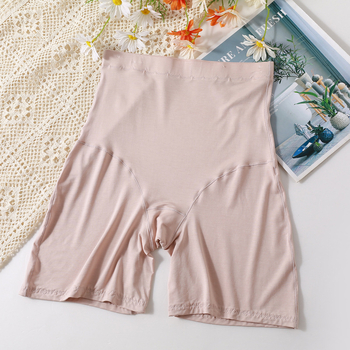 Sieviešu modal adījuma drošības bikses ar augstu jostu, vienkrāsains raksts, pret caurspīdību