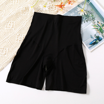 Sieviešu modal adījuma drošības bikses ar augstu jostu, vienkrāsains raksts, pret caurspīdību