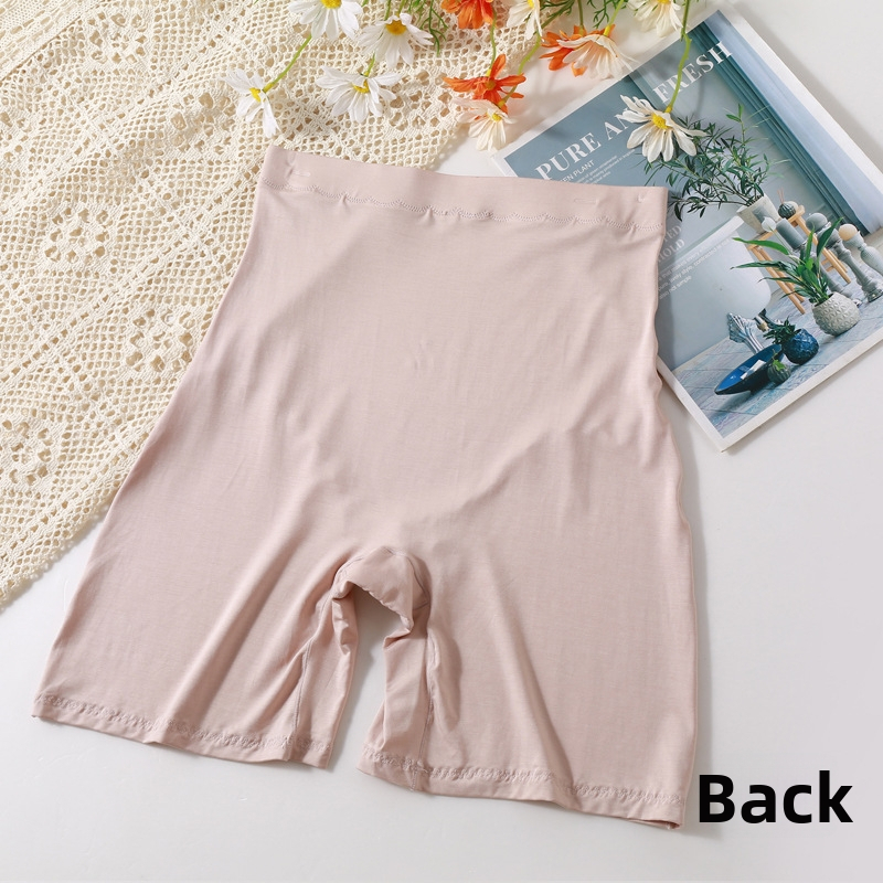 Sieviešu modal adījuma drošības bikses ar augstu jostu, vienkrāsains raksts, pret caurspīdību