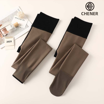 Moterų aukšto liemens blizgios pėdkelnės, nailonas, sėdmenų pakėlimas, trinties prevencija, vientisas raštas, stori