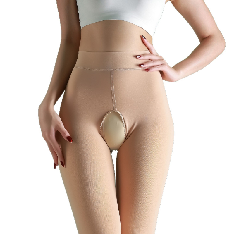 Найлонови колготки за жени – дебели, топли, секси с открит чат, едноцветни, с крачета