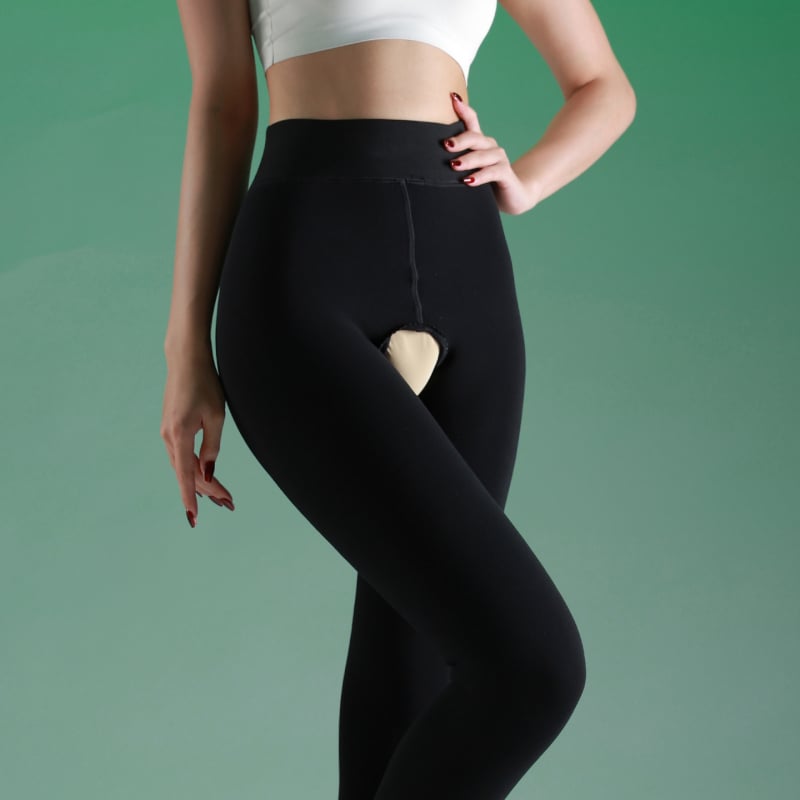 Найлонови колготки за жени – дебели, топли, секси с открит чат, едноцветни, с крачета