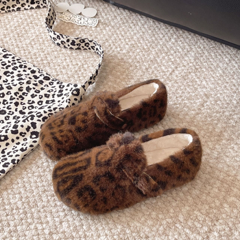 Ženske zimske loafers od suedea s plišastim podstavom, korejskog stila, niski gornji dio, gumena potplata