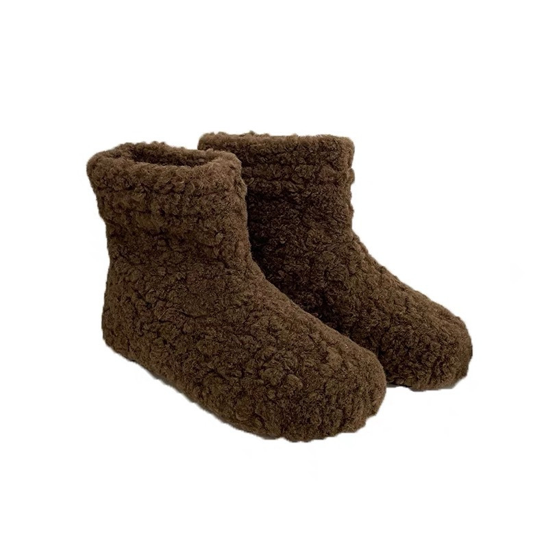 Ghete de zăpadă pentru femei, căptușite cu pluș, stil coreean, înălțime înaltă, talpă din cauciuc, vârf rotund, toc 1–3 cm
