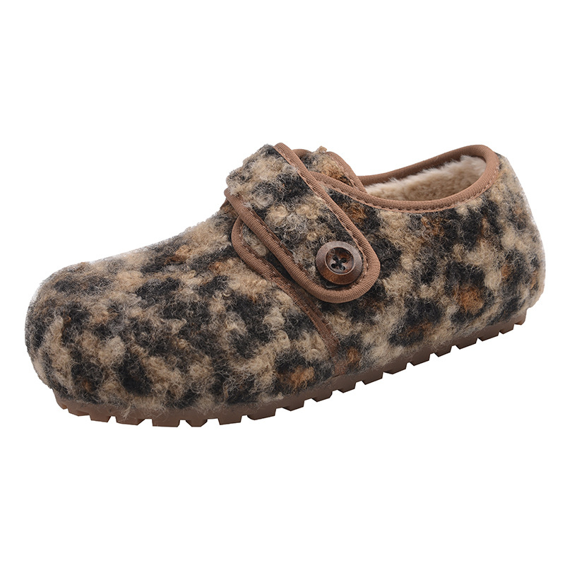 Ženske mokasine od suede sa Velcro zatvaračem, zimske, podstavljene umjetnim plišom, gumeni potplat