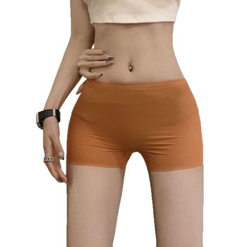 Μαύρα χωρίς ραφή σορτς ασφαλείας με ψηλή μέση για γυναίκες, νάιλον, απλή ύφανση, επένδυση καβάλου από βαμβάκι