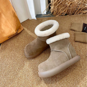 Zimske čizme za snijeg s unutarnjim povećanjem visine od 8 cm, visokim gornjim dijelom, gornji dio od telećeg nubuka (suede), vuneni ulošak, gumeni potplat (8 cm; visok gornji dio; nubuk telećeg rodu; vuneni ulošak; gumeni potplat)