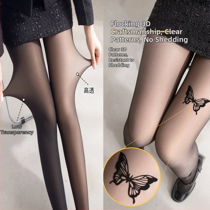 FEELIB Чорапогащи с естествен вид, модел с вълнообразна точкова шарка, найлонова тъкан, повдигане на ханша, оформяне, невидим ефект, плътни