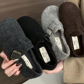 Ženske slip-on cipele s debelim potplatom, obložene umjetnom vunom, gornji dio PU, potplat: guma, vrh: okrugli