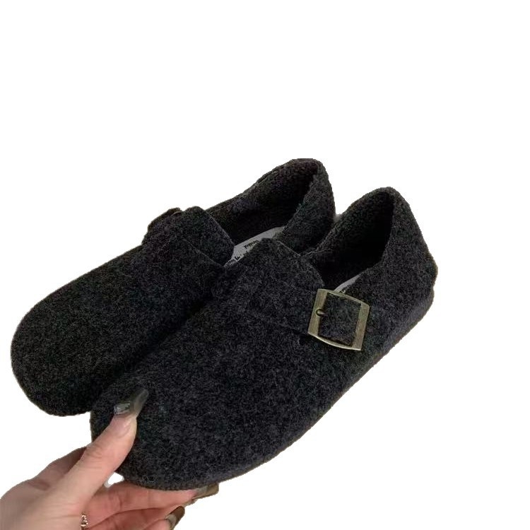 Ženske slip-on cipele s debelim potplatom, obložene umjetnom vunom, gornji dio PU, potplat: guma, vrh: okrugli