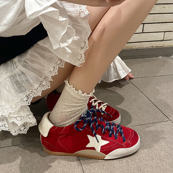 Ženske casual tenisice s 5 cm povećanjem visine, korejski stil, nubuk gornji dio, vezice, zaobljeni vrh