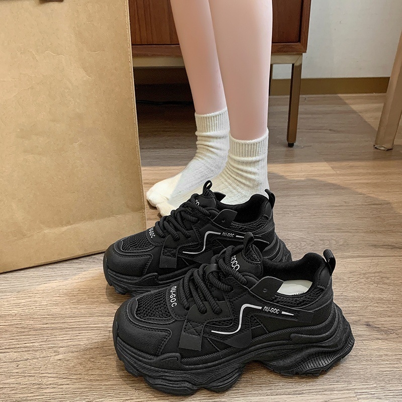 Sievietēm Dad Shoes - Ikdienas sporta apavi ar PU+tīkla augšpusi, bieza platforma, gumijas zole, papēža augstums 3–5 cm