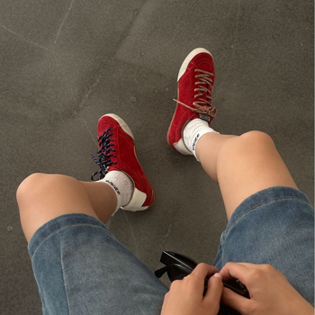 Dexun sieviešu ādas sporta apavi ar šņorēm, apaļa purngala, zems papēdis 1–3 cm, gumijas zole, iekšējā zole no jūras stikla