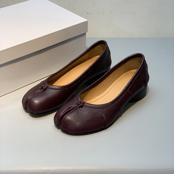 Ženske Slip-On cipele od kože krave – gornji dio od kože, ulošak od kože koze, potplat od prave kože, niski otvor, debeli pet 3–5 cm