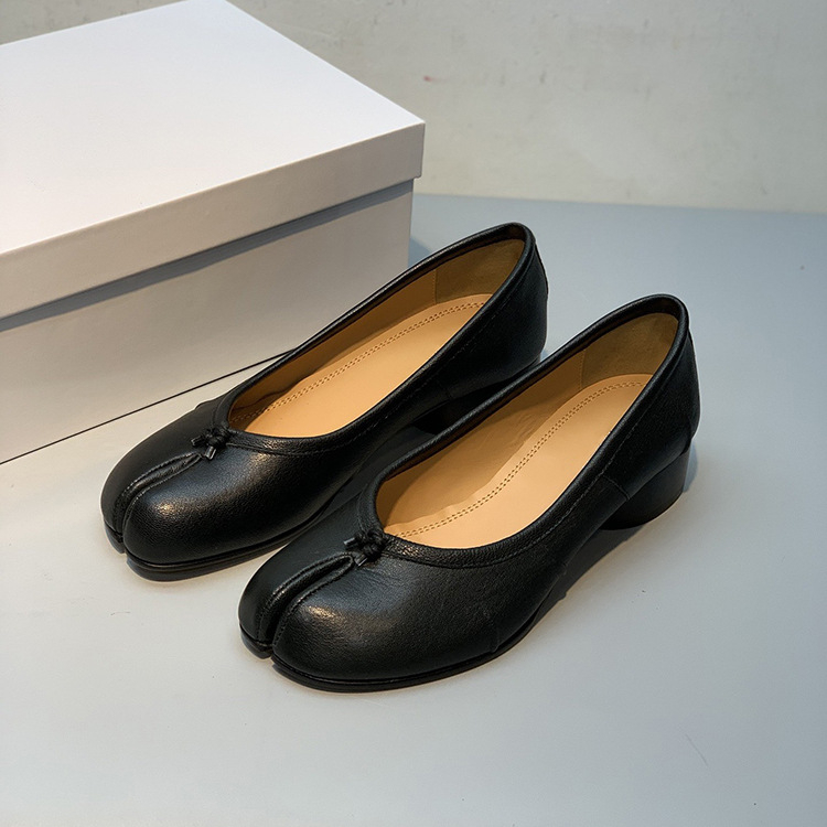 Ženske Slip-On cipele od kože krave – gornji dio od kože, ulošak od kože koze, potplat od prave kože, niski otvor, debeli pet 3–5 cm