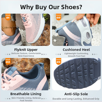 Ženske Flyknit casual tenisice - vezanje špage, prozračna mreža, niski gornji dio, prugasti uzorak, PVC potplat