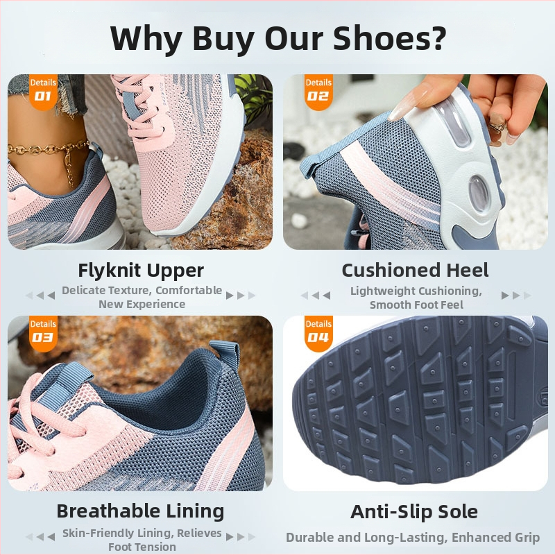 Ženske Flyknit casual tenisice - vezanje špage, prozračna mreža, niski gornji dio, prugasti uzorak, PVC potplat