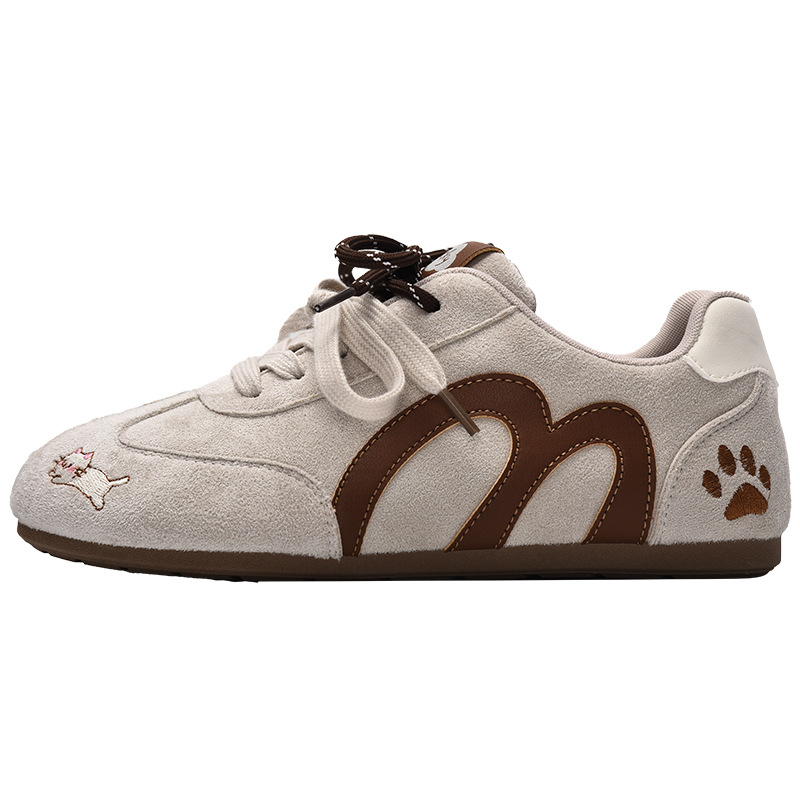 Sieviešu sneakers ar sietveida augšu, gumijas zole, šņorēšana, 3–5 cm papēža augstums, apaļš purns