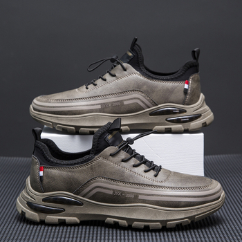 Ziemas vīriešu ikdienas sporta apavi ar augšu no sintētiskās ādas, gumijas zole, tīkla odere, elastīgā aizdare