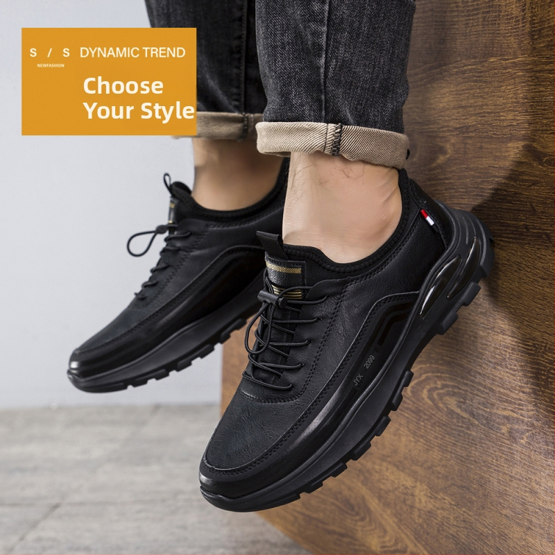 Ziemas vīriešu ikdienas sporta apavi ar augšu no sintētiskās ādas, gumijas zole, tīkla odere, elastīgā aizdare