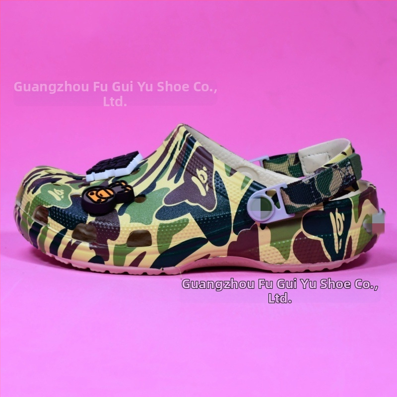 Unisex EVA kloogai su beždžionės galvos kamufliažu, neslidus padas, Cartoon Paradise stilius, 2025 m. pavasaris