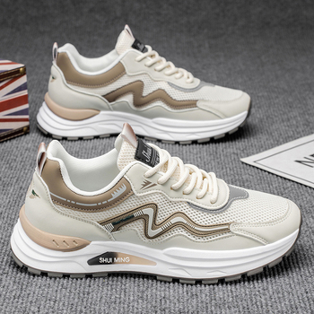 Vīriešu sporta apavi, elpojoša PU un sieta augšdaļa, EVA zolīte, injekcijas veidota zole, šņorējams, zems 1–3 cm papēdis