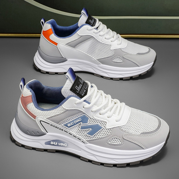 Vīriešu sporta apavi, elpojoša PU un sieta augšdaļa, EVA zolīte, injekcijas veidota zole, šņorējams, zems 1–3 cm papēdis