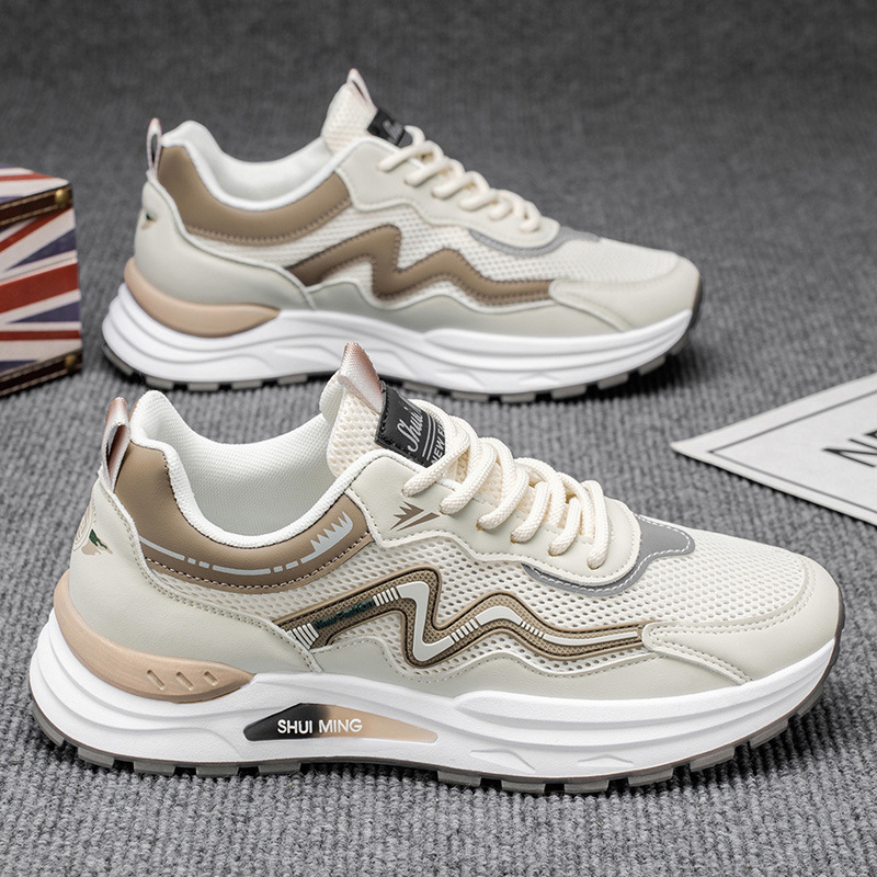 Vīriešu sporta apavi, elpojoša PU un sieta augšdaļa, EVA zolīte, injekcijas veidota zole, šņorējams, zems 1–3 cm papēdis