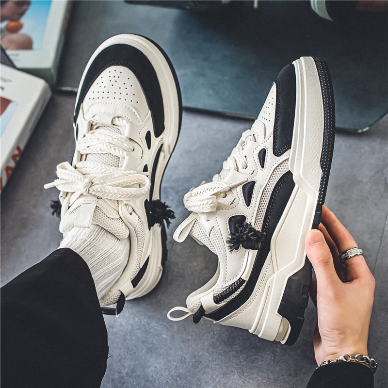 Vīriešu vaflī zoles kurpes – vieglas, elpojošas, augšdaļa no vairāku materiālu, PU zole, zems papēdis 1–3 cm, auklas