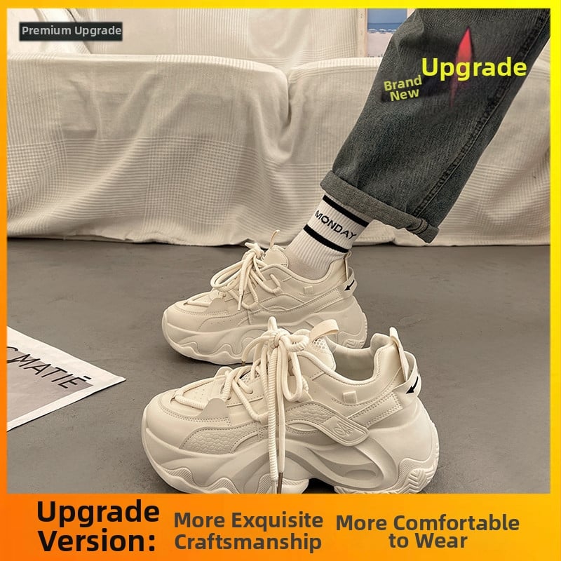 Sieviešu sporta kurpes ar bieza zole, PU augšdaļa, gumijas zole, apaļš purns, šņorēšana, zemais potītes augums, 3–5 cm pacelums, rudens ikdienai