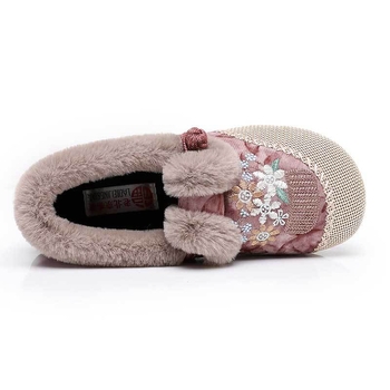 Ženske pamučne cipele s flisom, etnički uzorak, slip-on, zima, unutarnja i vanjska upotreba, PU potplat