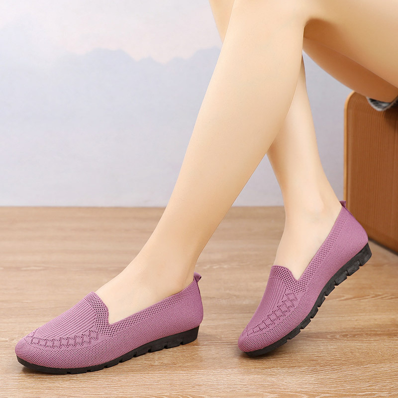 Ženske prozračne mrežaste slip-on tenisice s gumom, ravnim potpeticama, plitkim otvorom, platnenom uloškom — ljeto