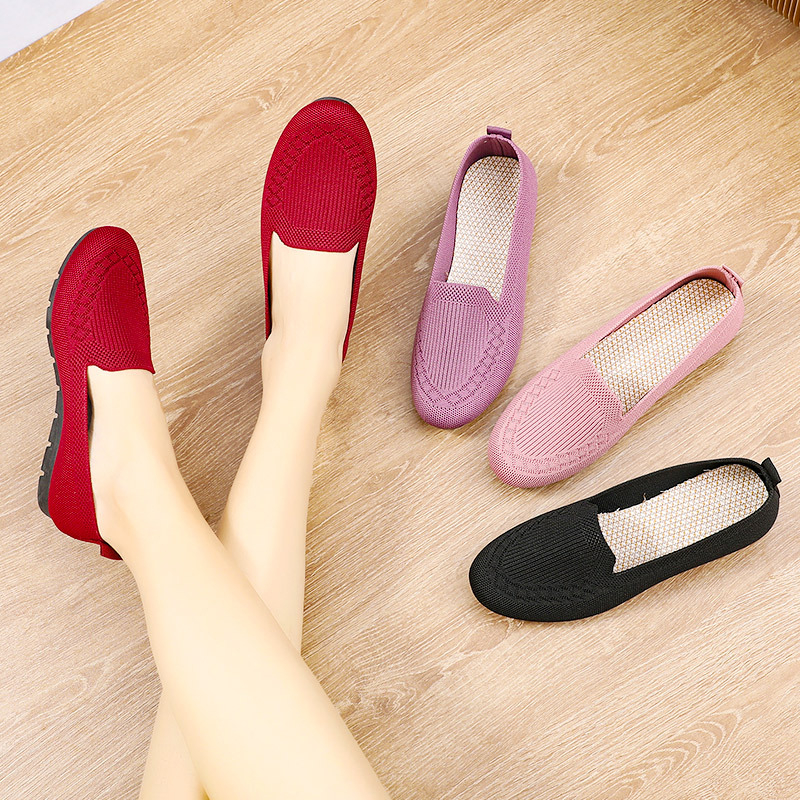 Ženske prozračne mrežaste slip-on tenisice s gumom, ravnim potpeticama, plitkim otvorom, platnenom uloškom — ljeto
