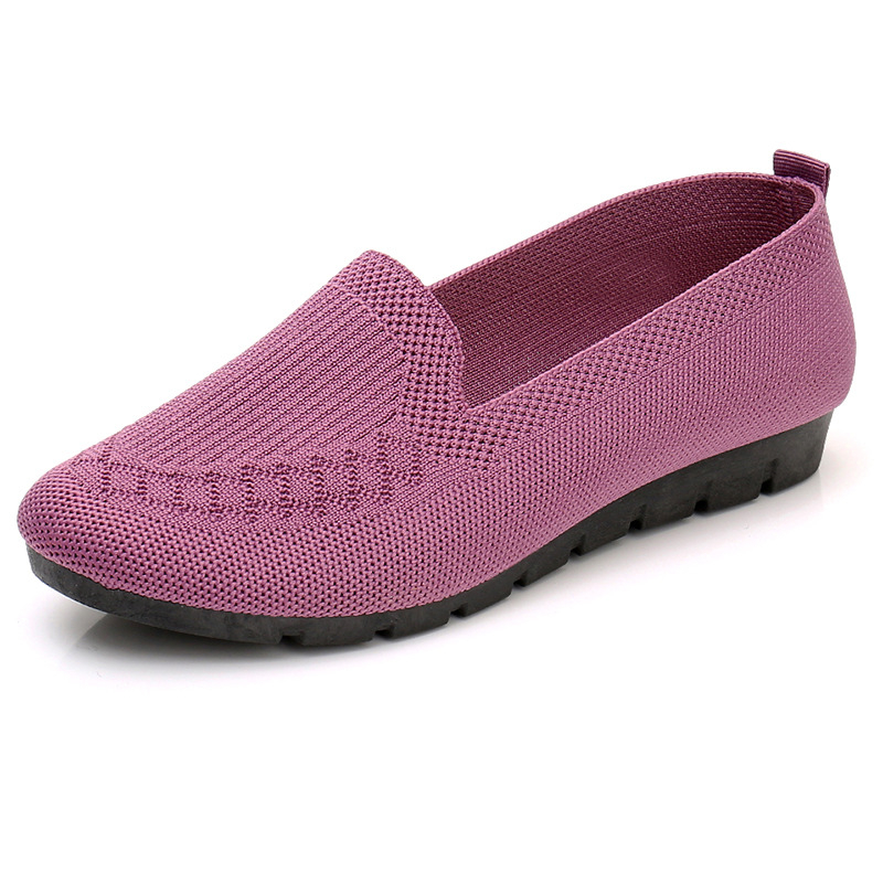 Ženske prozračne mrežaste slip-on tenisice s gumom, ravnim potpeticama, plitkim otvorom, platnenom uloškom — ljeto