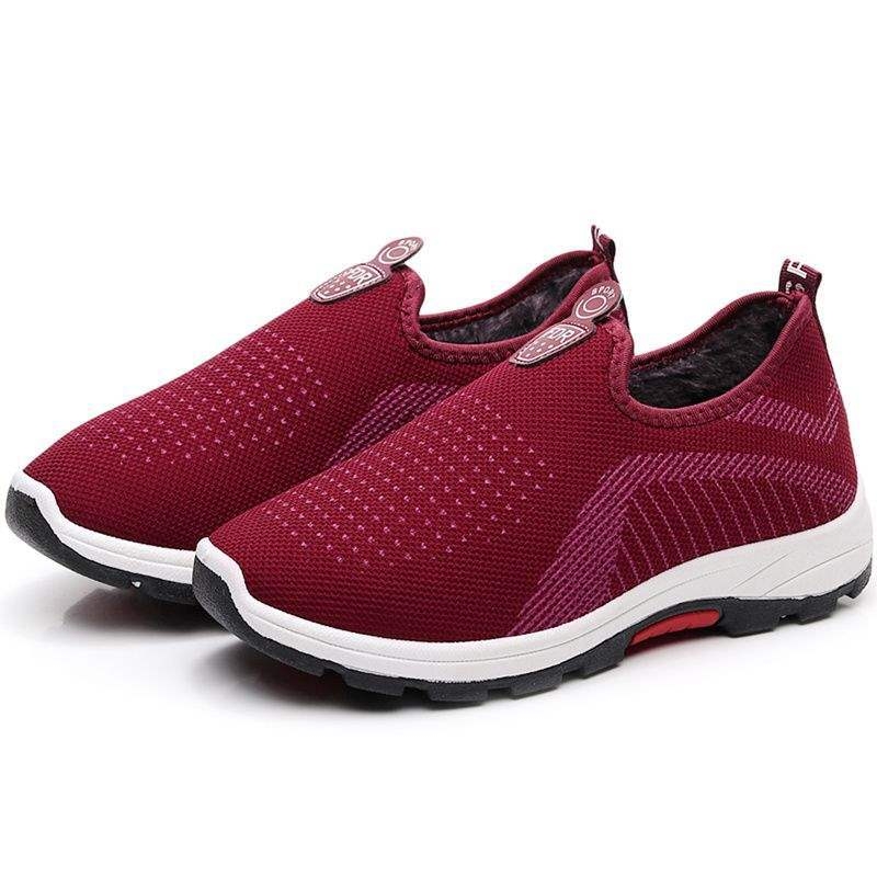 Moteriški drobiniai batai su vilnine įdare, neslidus plokščias padas, slip-on stilius