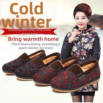 Moteriškos medvilninės šlepetės su fliso pamušalu – žieminis šildymas, priešslidėjimo pada, storas dizainas