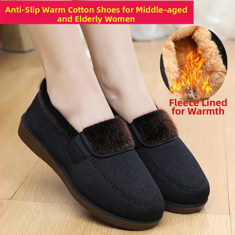 Moteriškos medvilninės šlepetės su fliso pamušalu – žieminis šildymas, priešslidėjimo pada, storas dizainas