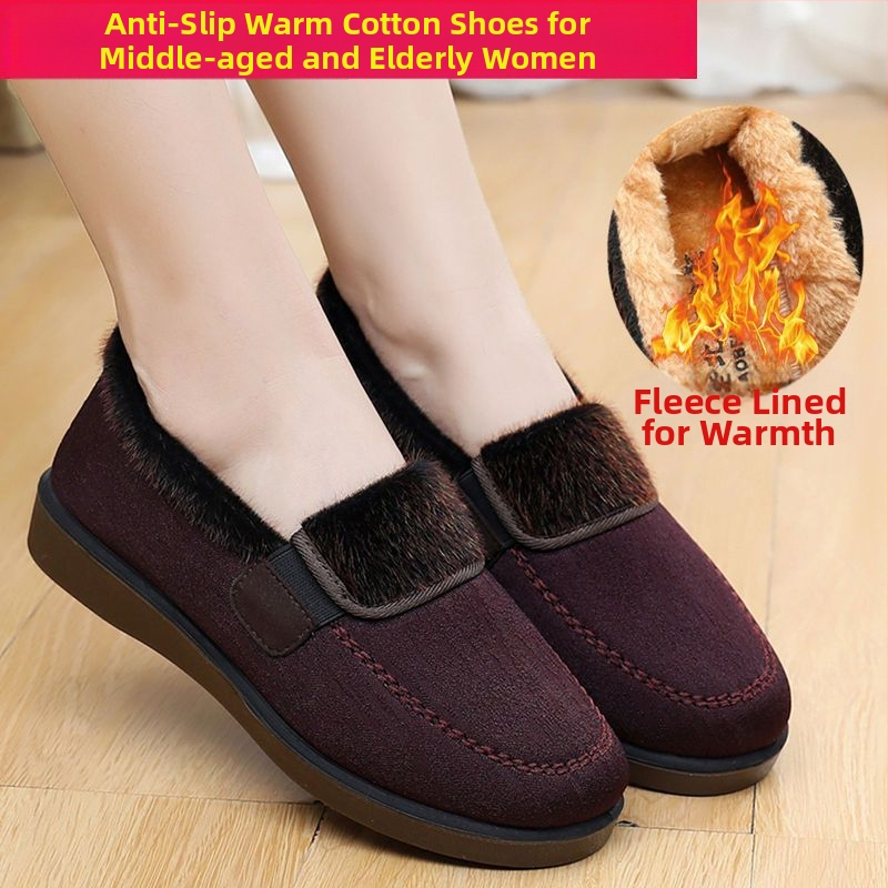 Moteriškos medvilninės šlepetės su fliso pamušalu – žieminis šildymas, priešslidėjimo pada, storas dizainas