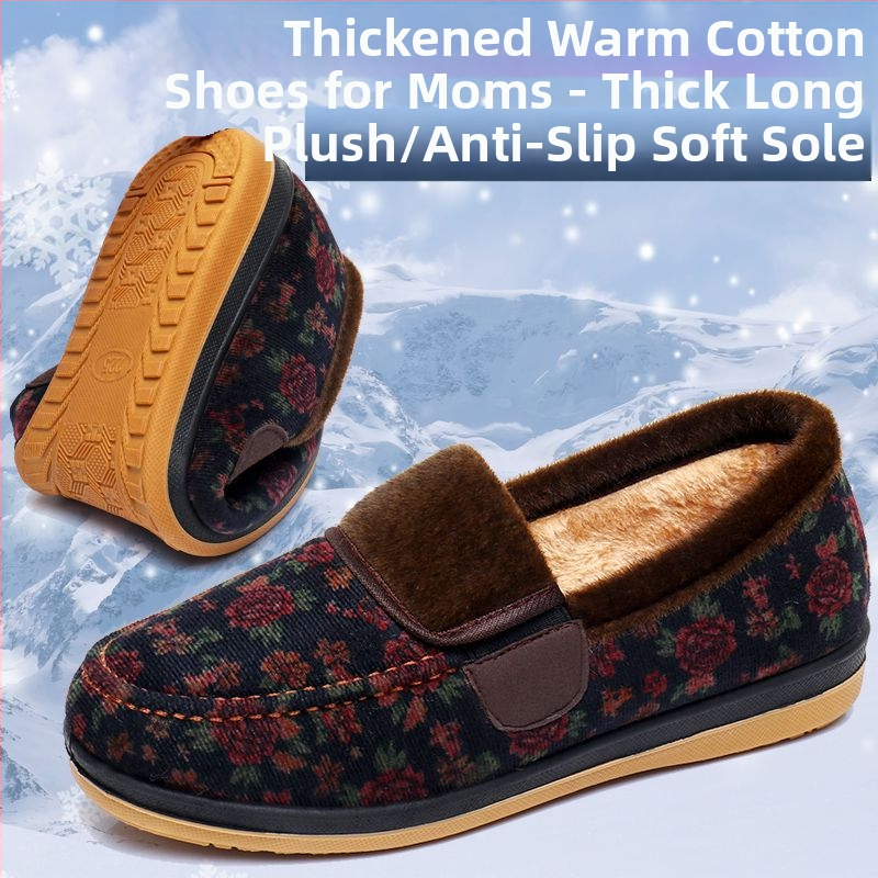 Moteriškos medvilninės šlepetės su fliso pamušalu – žieminis šildymas, priešslidėjimo pada, storas dizainas