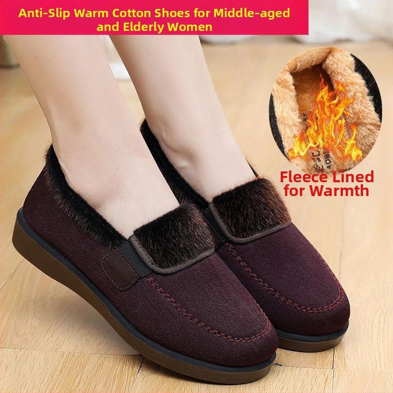 Moteriškos medvilninės šlepetės su fliso pamušalu – žieminis šildymas, priešslidėjimo pada, storas dizainas