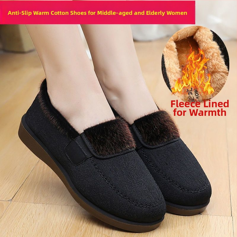 Moteriškos medvilninės šlepetės su fliso pamušalu – žieminis šildymas, priešslidėjimo pada, storas dizainas