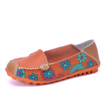 Ženske mokasine s floralnim uzorkom, gornji dio od prave kože, TPR potplat, niski pet 1–3 cm