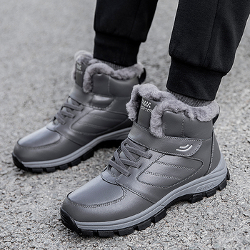 Zimske pamučne cipele s visokim vrhom i Velcro kopčom, unisex, okrugli vrh, gumeni potplat