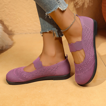 Ženske mrežaste tenisice, prozračne slip-on, okrugli vrh, niski kvadratni pet, ljeto