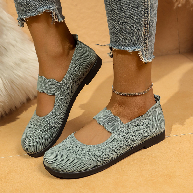 Ženske mrežaste tenisice, prozračne slip-on, okrugli vrh, niski kvadratni pet, ljeto