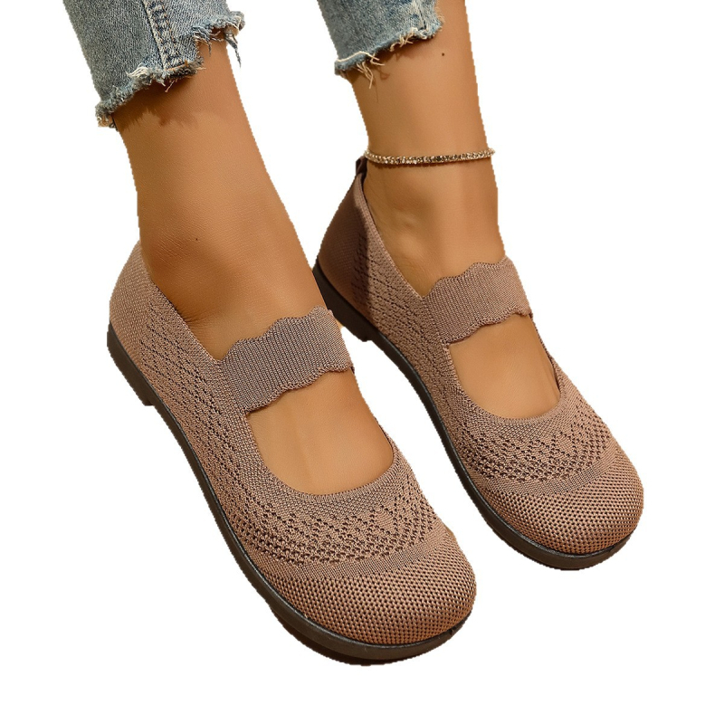 Ženske mrežaste tenisice, prozračne slip-on, okrugli vrh, niski kvadratni pet, ljeto