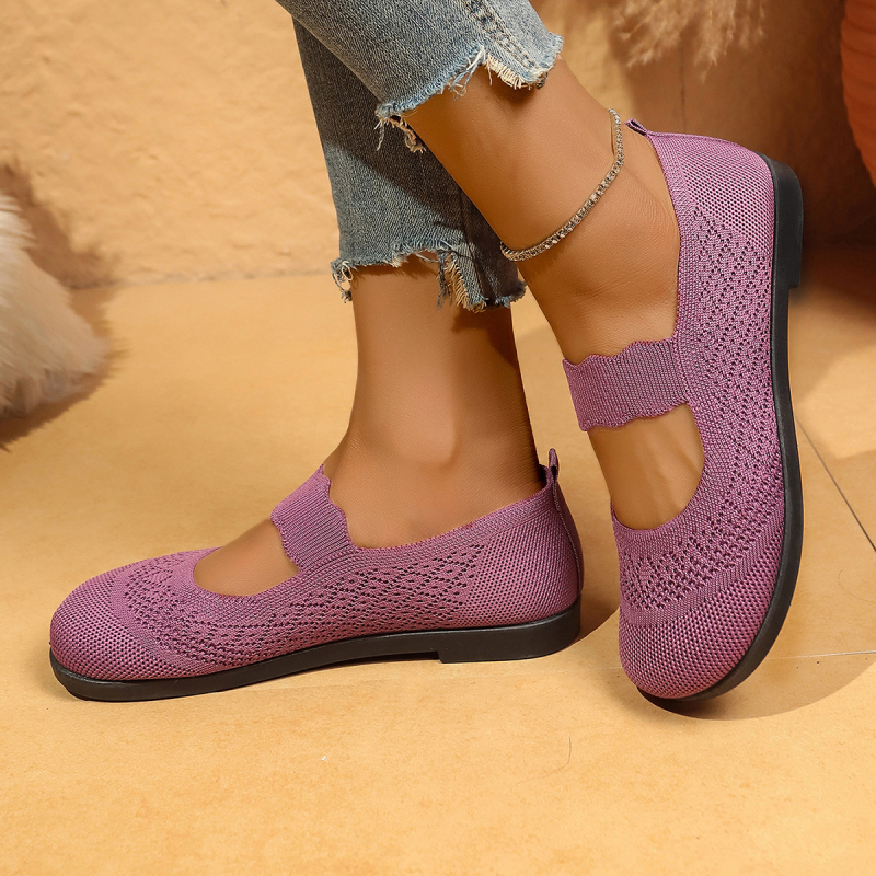 Ženske mrežaste tenisice, prozračne slip-on, okrugli vrh, niski kvadratni pet, ljeto