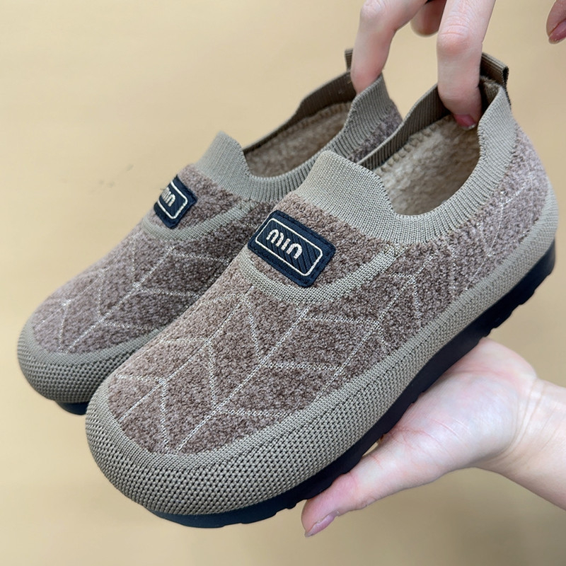 Zimske ženske pamučne cipele, slip-on, gornji dio od nabuka, ravni potpetica, podstavljena umjetnim krznom