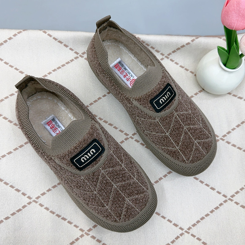 Zimske ženske pamučne cipele, slip-on, gornji dio od nabuka, ravni potpetica, podstavljena umjetnim krznom